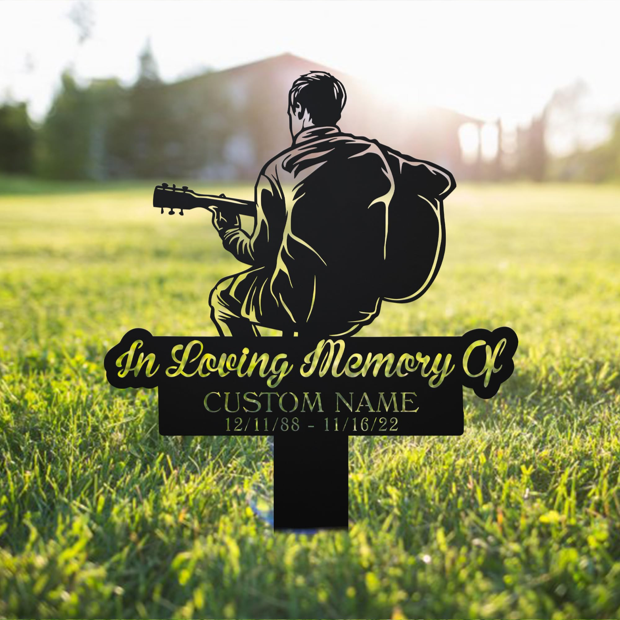 Guitarist Personalized Memorial Garden Stake – Elegant Dad Grave Decorations For Cemetery, Symp... | Amazon (US)