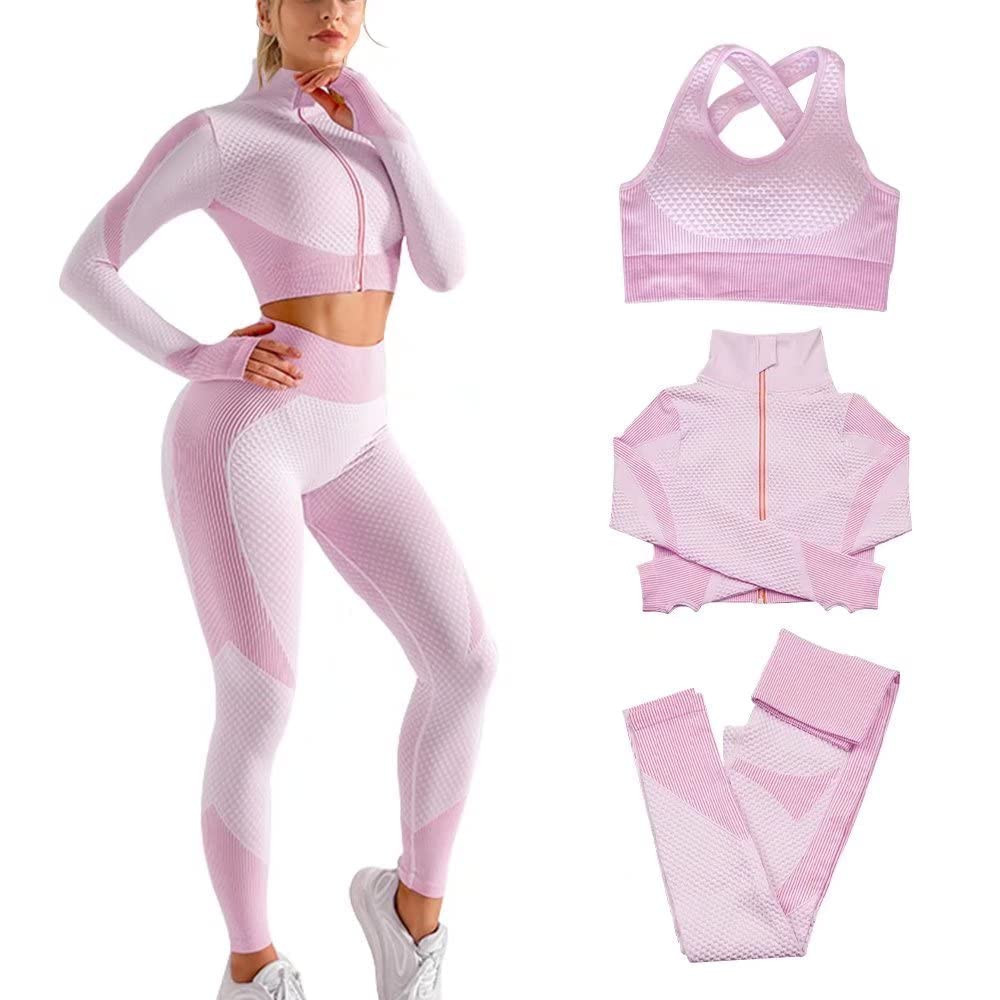 3pcs Seamless Outfit Workout Sets Gym for Women, Fitness Sports School Running Clothes Yoga Sport... | Amazon (US)