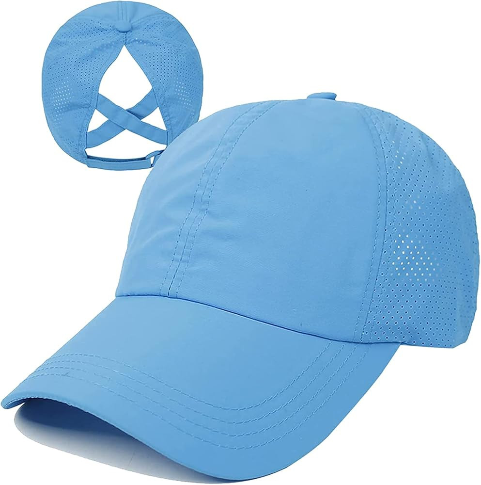 HGGE Womens Criss Cross Ponytail Baseball Cap Adjustable High Messy Bun Ponycap Quick Drying Hat | Amazon (US)
