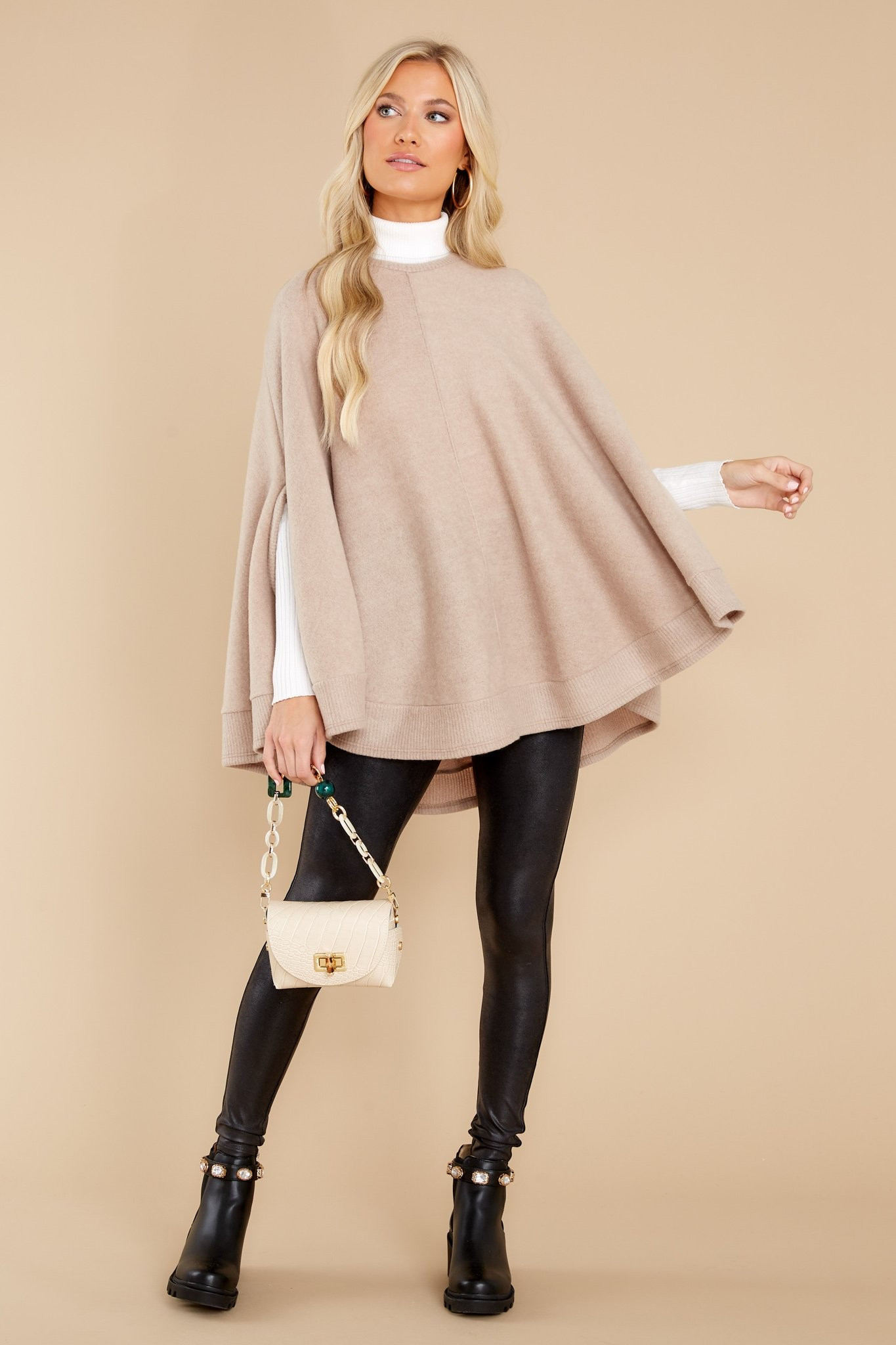 Make Your Mark Tan Poncho | Red Dress 