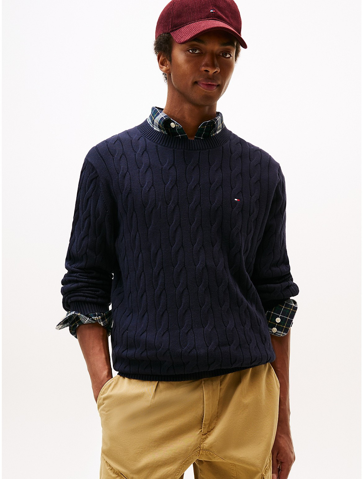 Tommy Hilfiger Men's Cable Knit Crewneck Sweater - Navy - XL | Tommy Hilfiger (US)