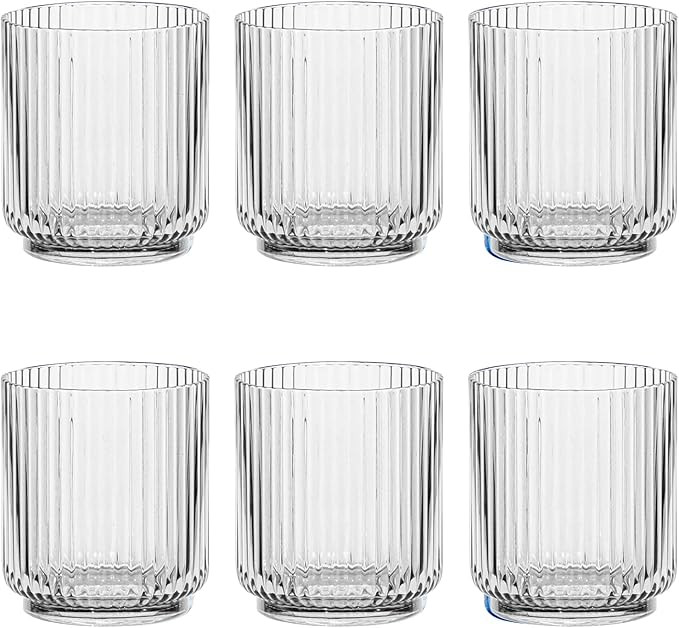 TarHong Mesa Premium Plastic Drinkware Tumbler/Double Old Fashioned, 15 Ounce, Clear, (Set of 6) | Amazon (US)