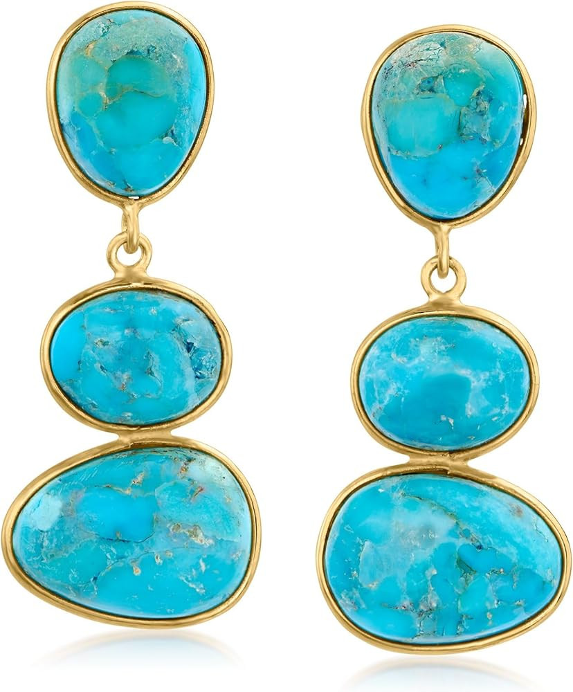 Ross-Simons Mohave Turquoise Drop Earrings in 18kt Gold Over Sterling | Amazon (US)