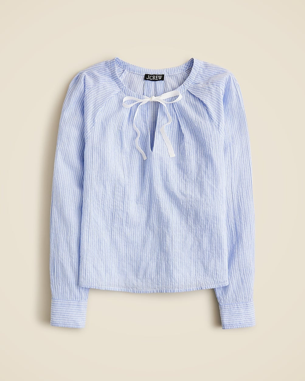 Tie-neck top in striped crinkle cotton | J. Crew US