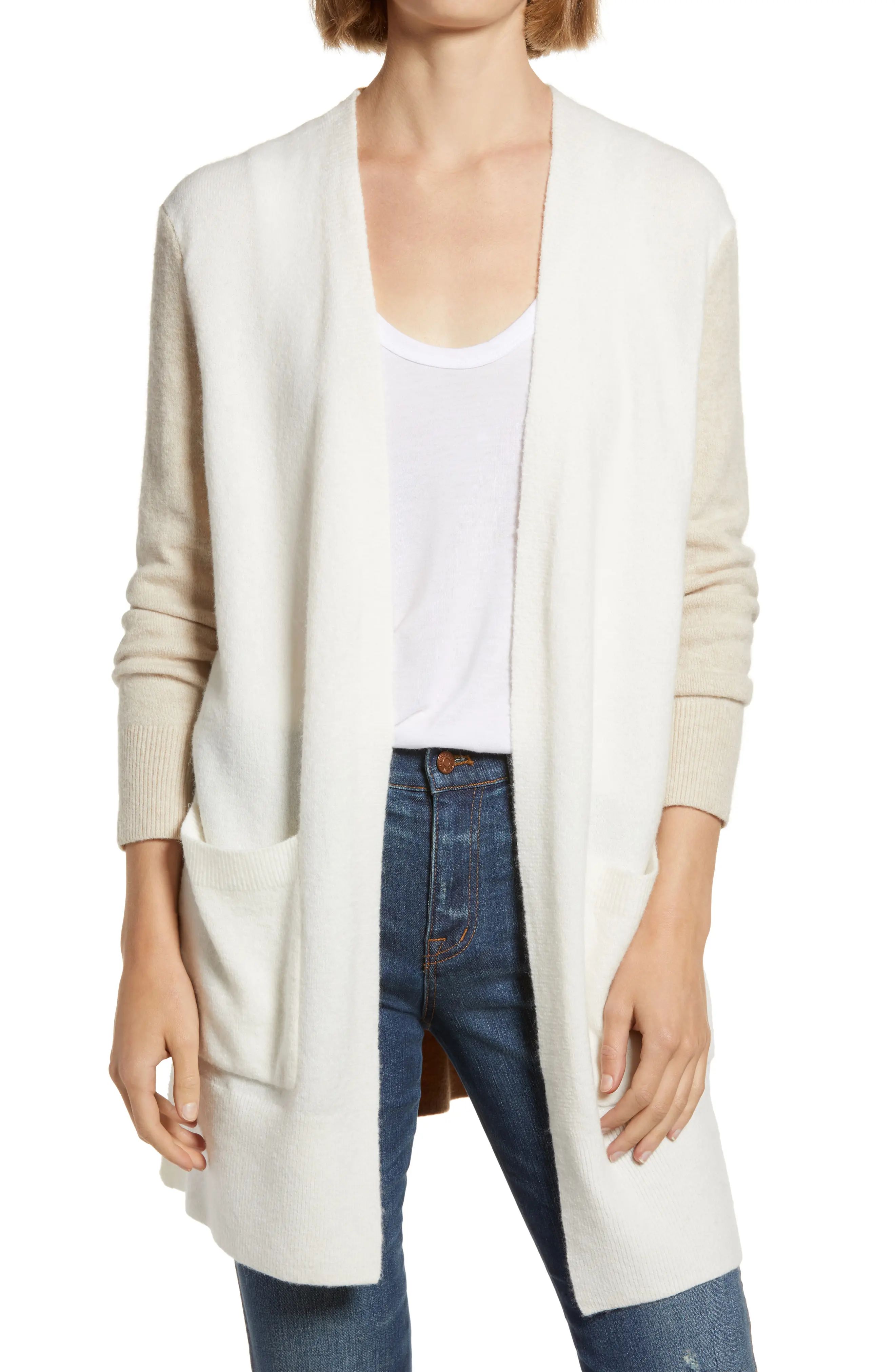 Women's Madewell Kent Colorblock Cardigan, Size XX-Large - Brown (Nordstrom Exclusive) | Nordstrom