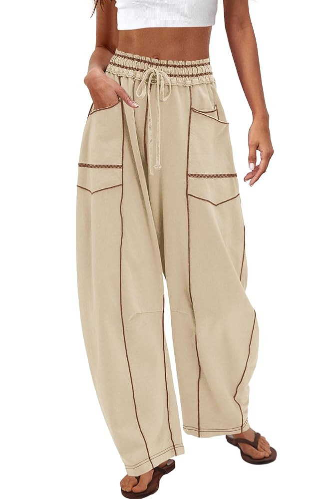 Nirovien Womens Barrel Sweatpants High Waisted Wide Leg Pants Drawstring Athletic Baggy Pants Lou... | Amazon (US)