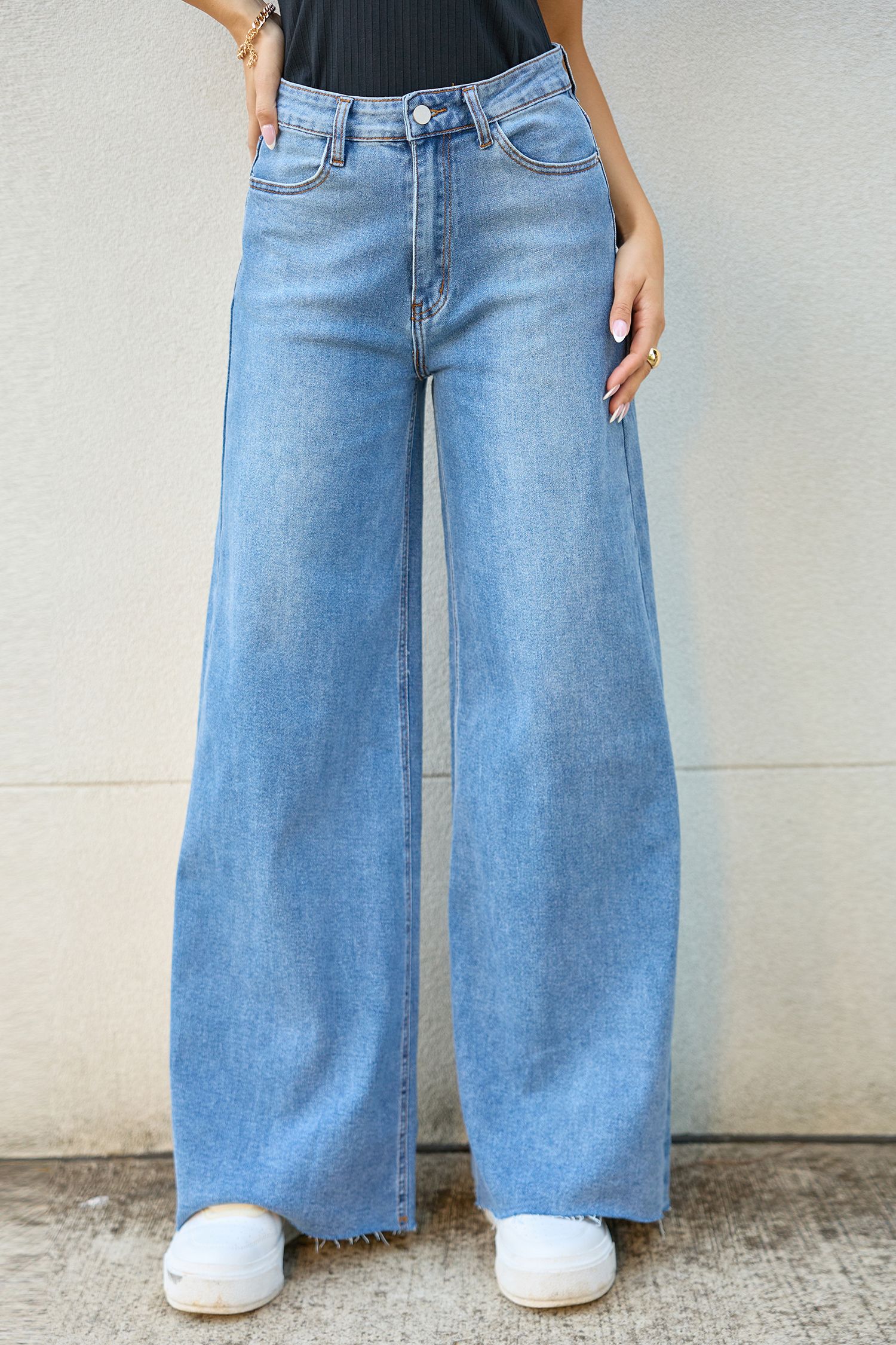 Denim Raw-Cut Bootcut Jeans | Cupshe US