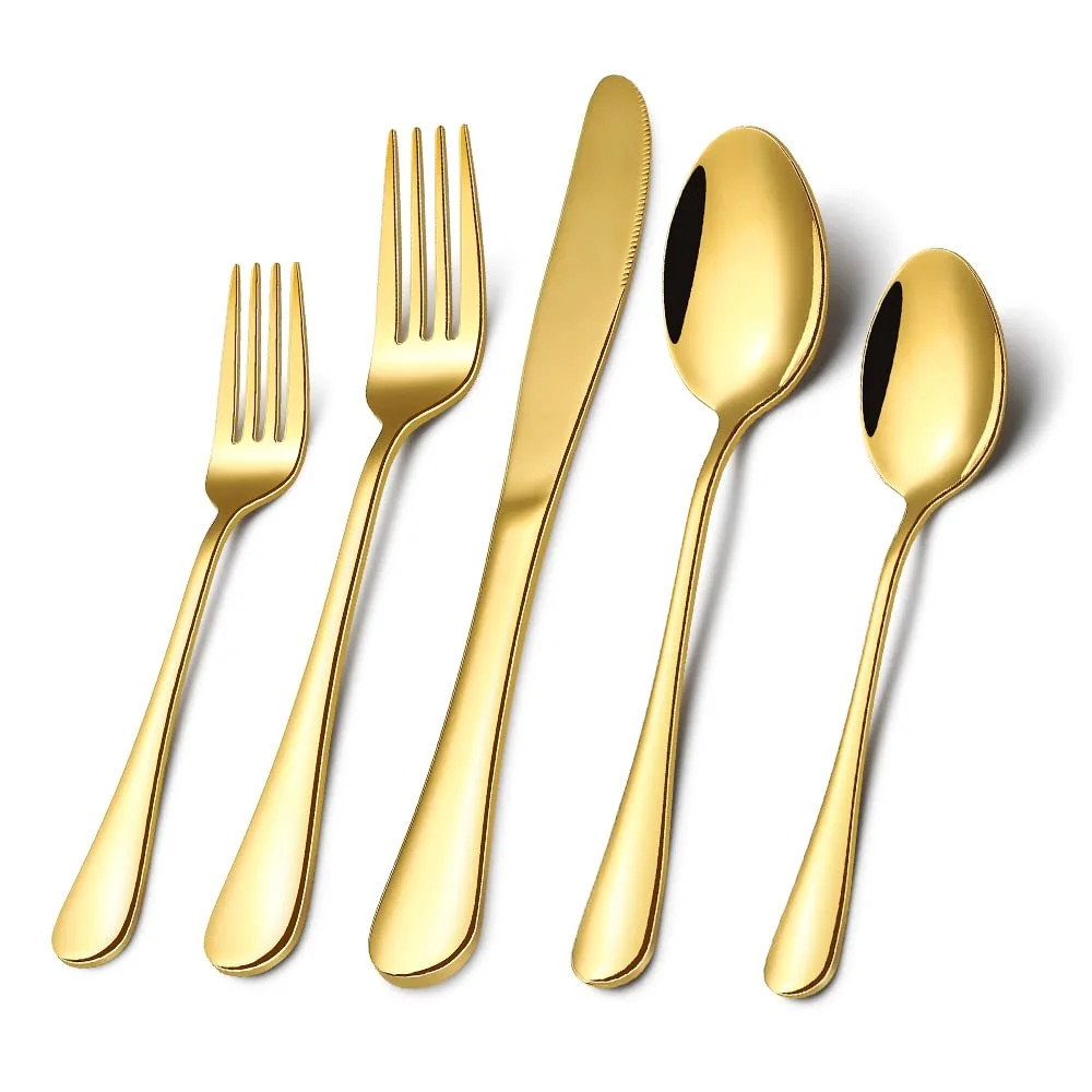 Ficcug 20 Piece Stainless Steel Silverware Flatware Sets,Spoons and Forks Knives Tableware Cutler... | Walmart (US)