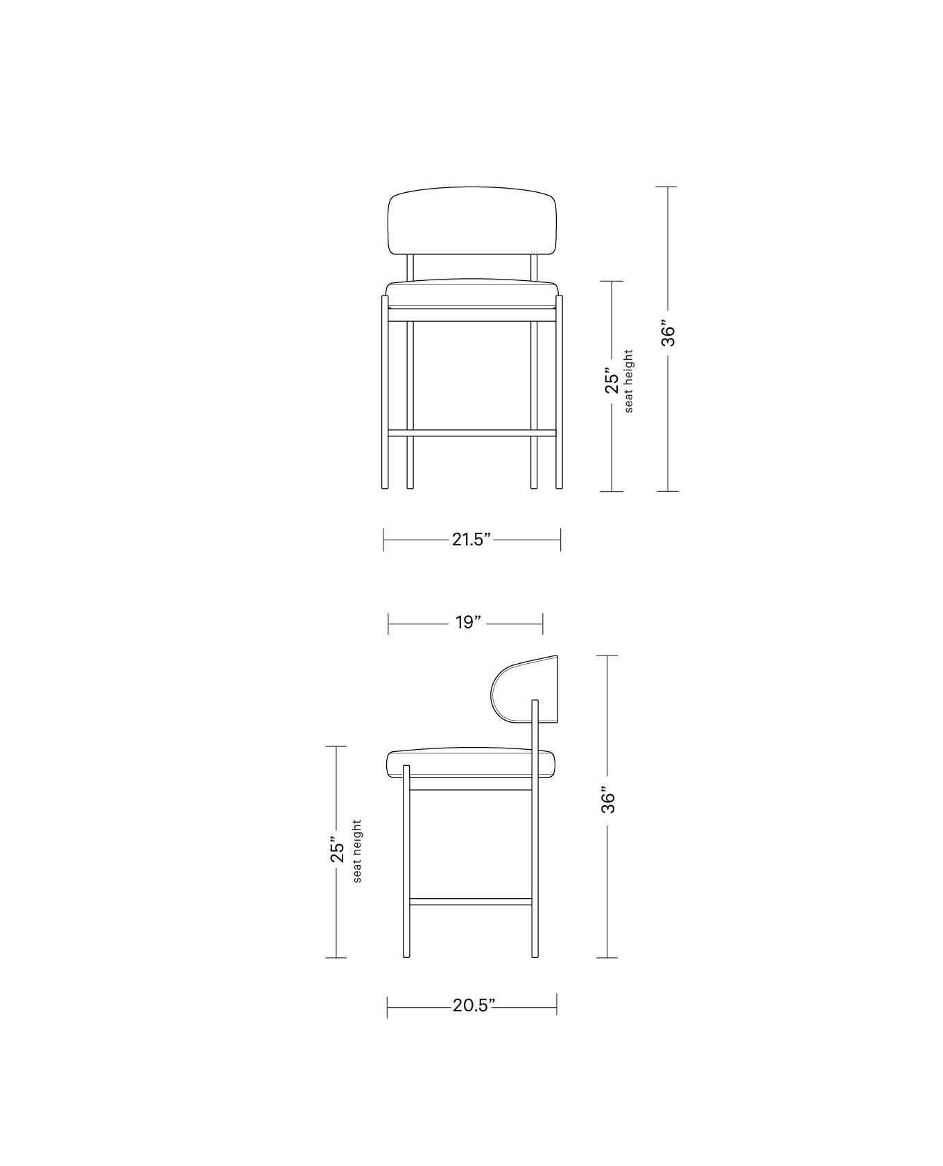 Hollis Leather Metal Framed Upholstered Counter Stool | Interior Define