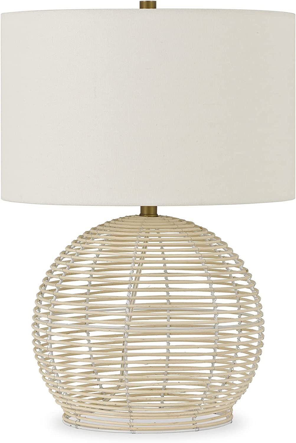 Henn&Hart Bryn 21.5" Tall Rattan Table Lamp with Fabric Shade in Rattan/White, Lamp, Desk Lamp fo... | Amazon (US)