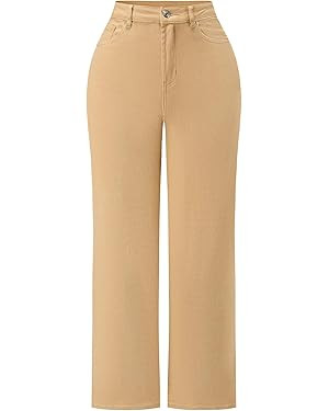 THUNDER STAR Womens High Waisted Wide Leg Jeans Stretchy Distressed Denim Pants | Amazon (US)