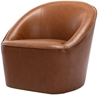WOVENBYRD Barrel Swivel Chair, Carmel Faux Leather | Amazon (US)