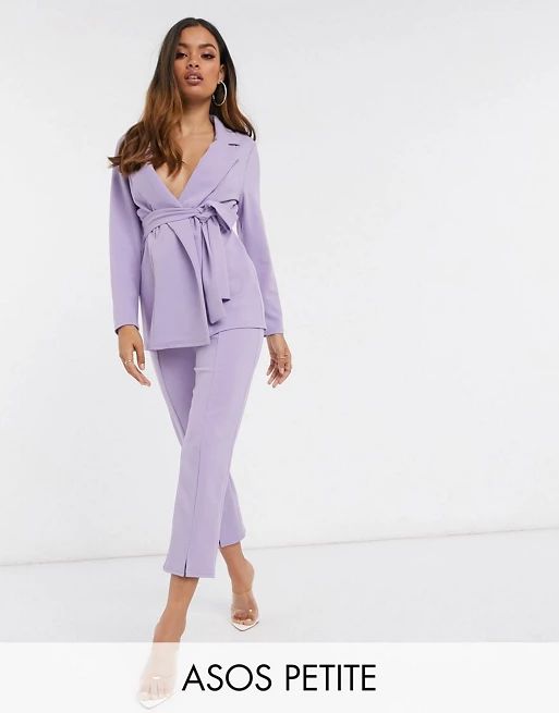 ASOS DESIGN Petite jersey wrap suit in lilac | ASOS US