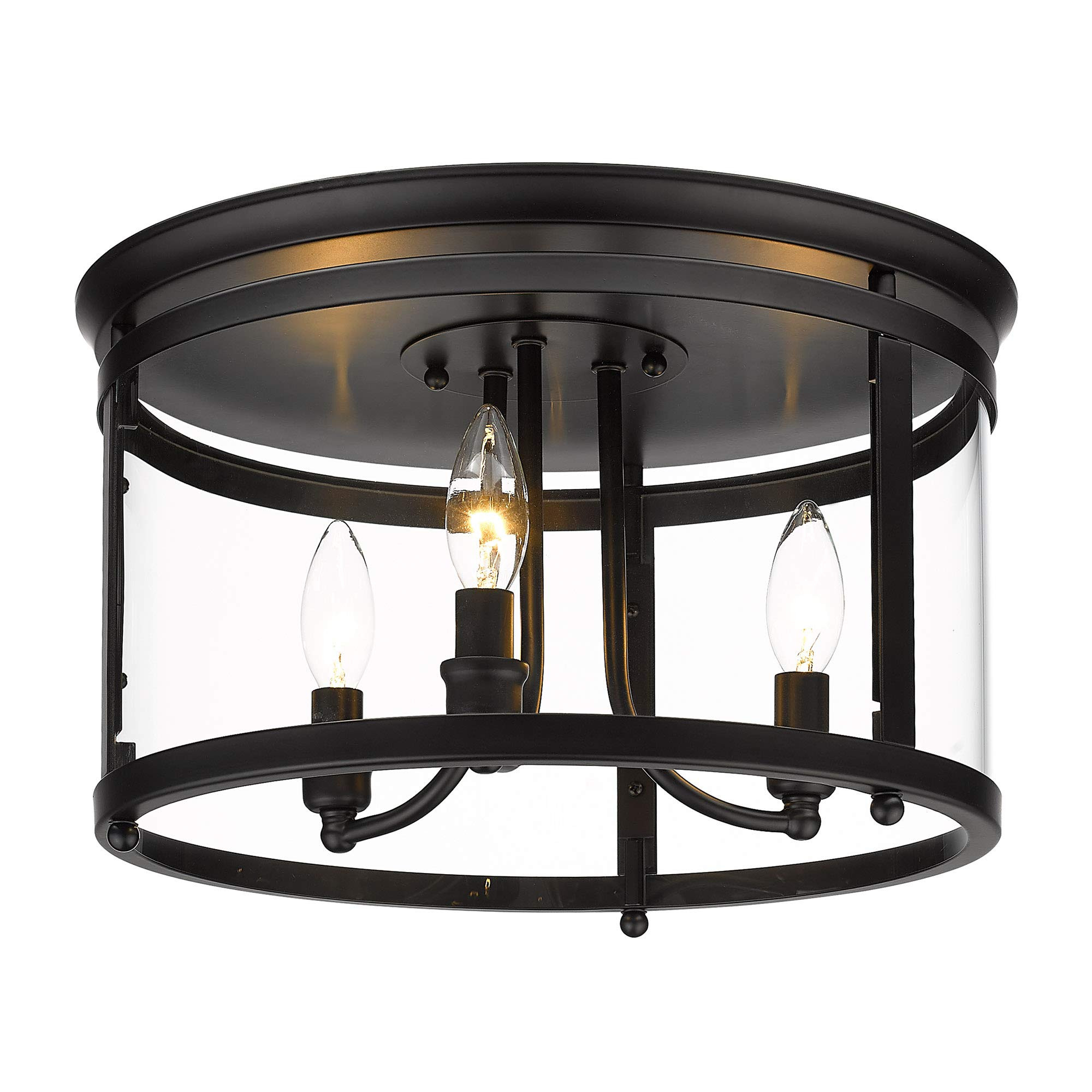 Golden Lighting Payton Flush Mount Matte Black with Clear Glass - Amazon.com | Amazon (US)