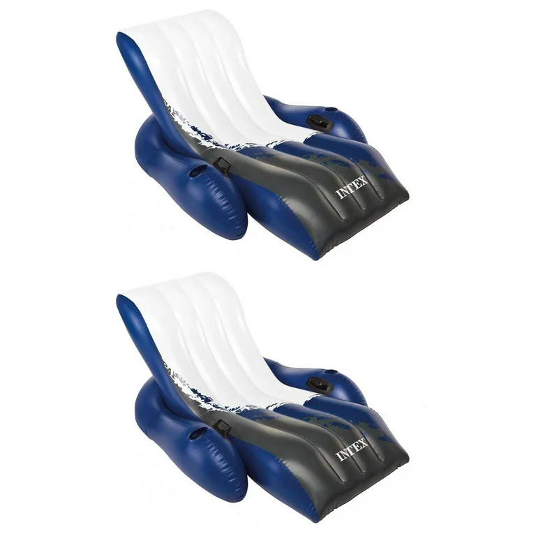 Intex Inflatable Floating Comfortable Recliner Lounges with Cup Holders (2 Pack) | Walmart (US)