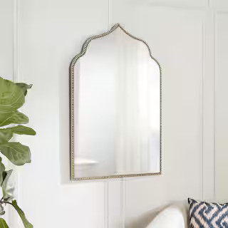 Medium Ornate Arched Gold Antiqued Classic Accent Mirror (35 in. H x 24 in. W) | The Home Depot