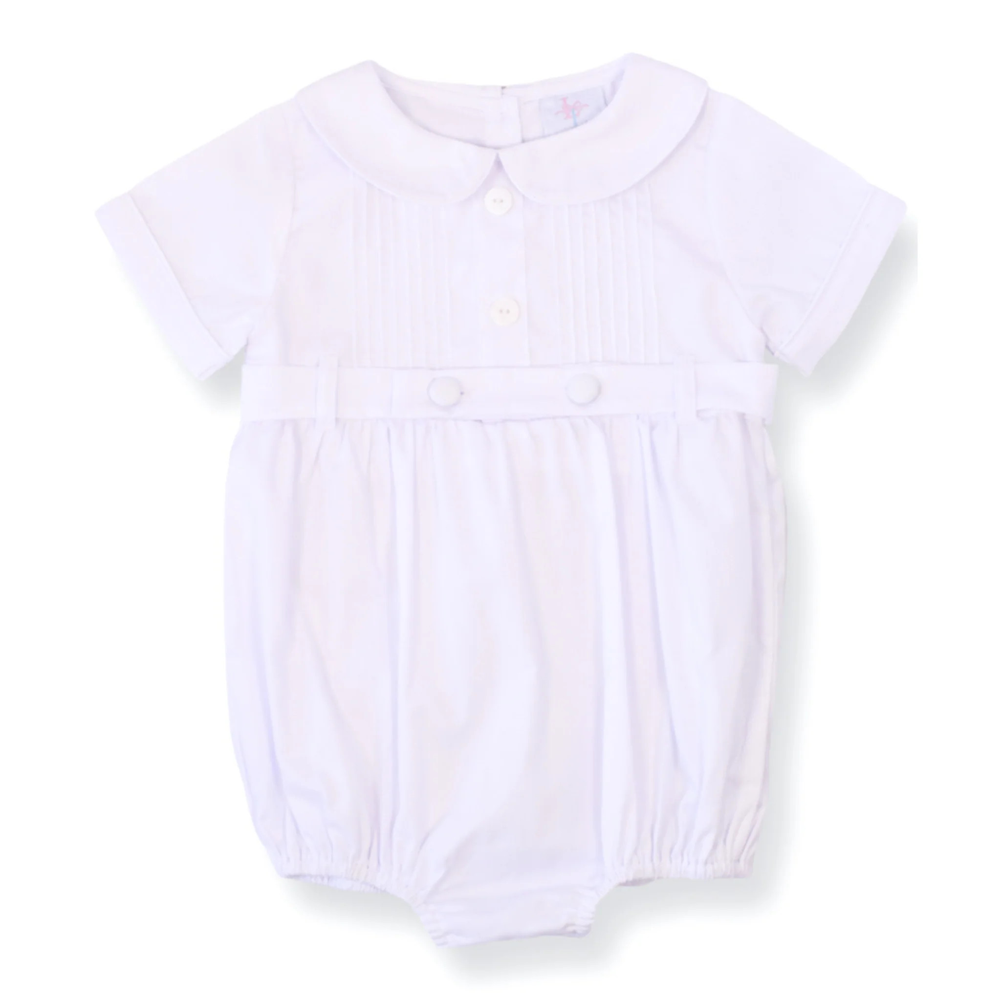 PRE-ORDER Chandler White Heirloom Smocked Boy Bubble | Lillie & Lilah