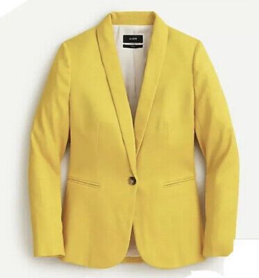 NWJ. Crew  Parke  Stretch Linen Suit Blazer Jacket Yellow Golden Sun $228 | eBay US