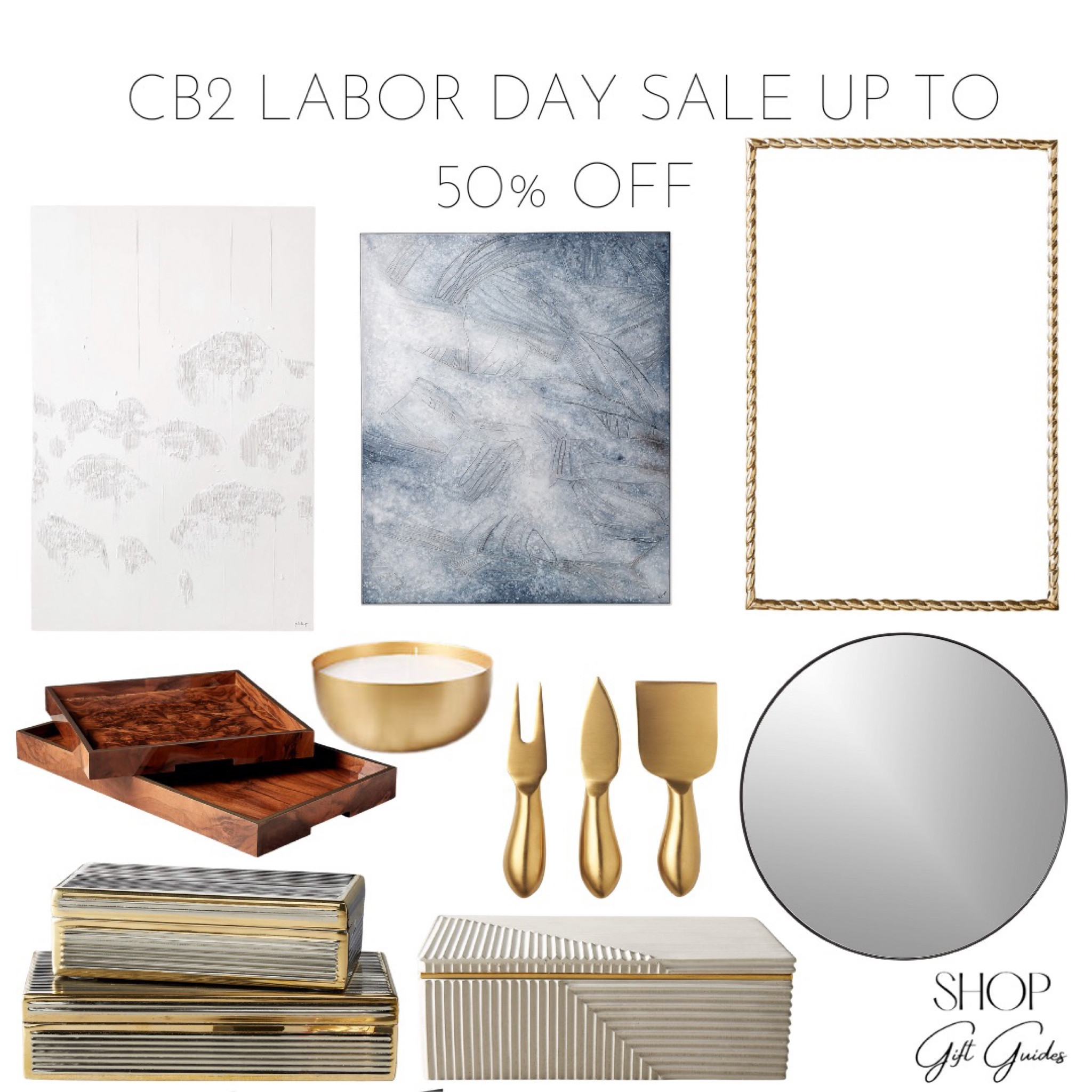 Abstract Artwork, gold framed mirror, coffee table trays, cheese knives set, brass candle, round mirror, decorative boxes 

#LTKSale #LTKGiftGuide #LTKhome