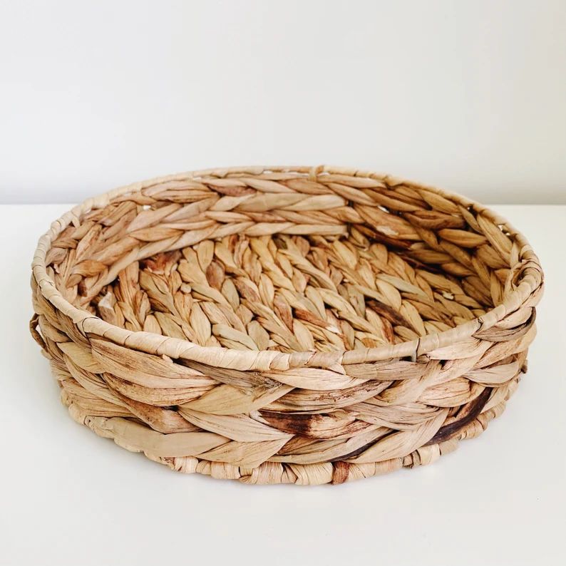 Farmhouse Basket Water Hyacinth Basket Natural Round Basket | Etsy | Etsy (US)