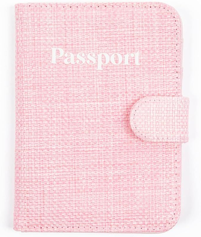 MIAMICA Trendy Designer Pink Rattan Passport ID Case Cover Holder Travel Wallet | Amazon (US)