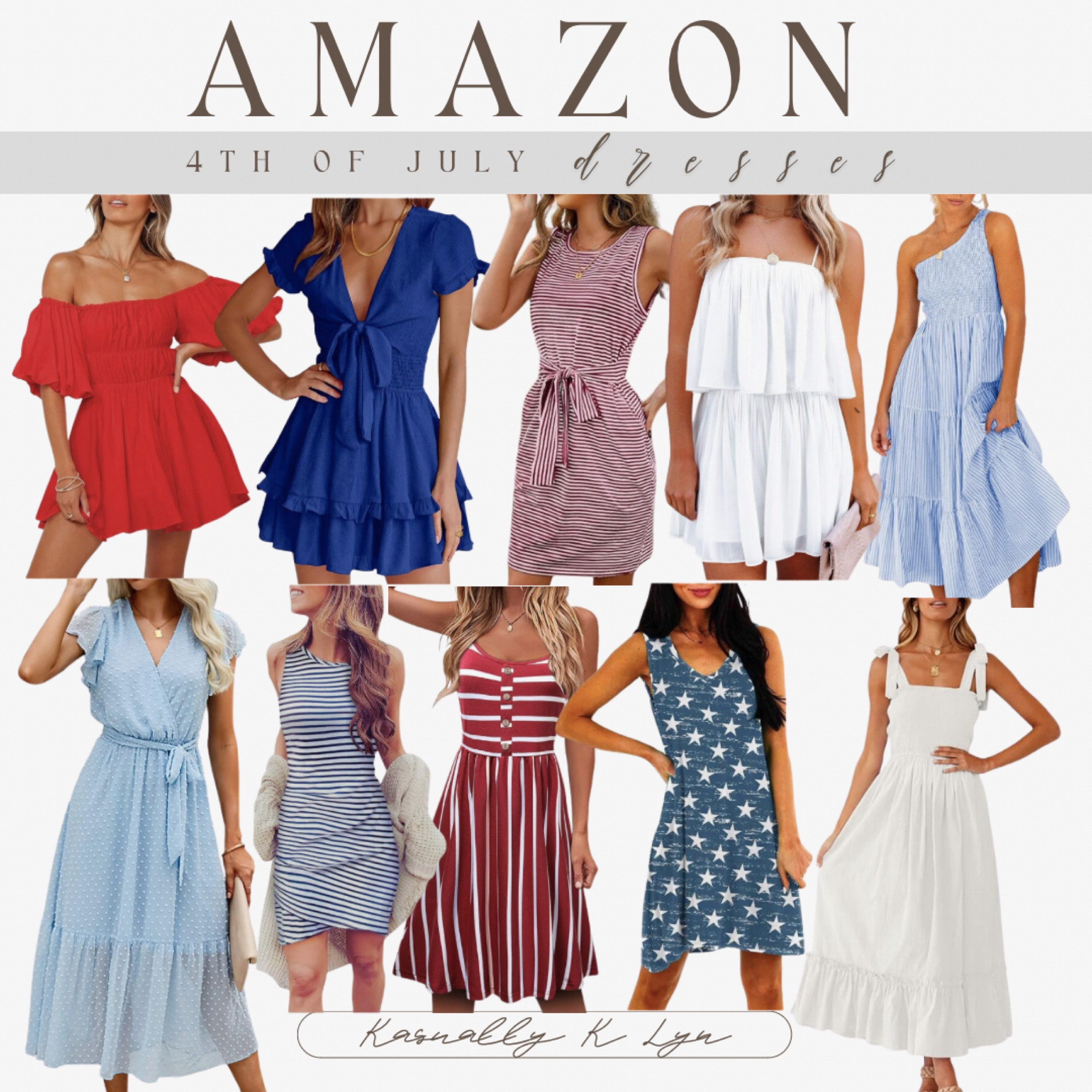 Amazon 4th of July Dresses!! white summer spaghetti strap romper. blue one shoulder sleeveless flowy maxi dress. striped tee shirt summer dress. spaghetti strap button detail casual stripped dress. patriot star sleeveless v neck dress with buttons. summer sleeveless short tank dress. summer boho spaghetti strap square neck beach dress. summer casual wrap v neck ruffle cap sleeveless belt sub dress. women blue tie front v neck short sleeve mini dress. women’s off the shoulder summer dress with ruffles.

#LTKSeasonal #LTKStyleTip #LTKFindsUnder50