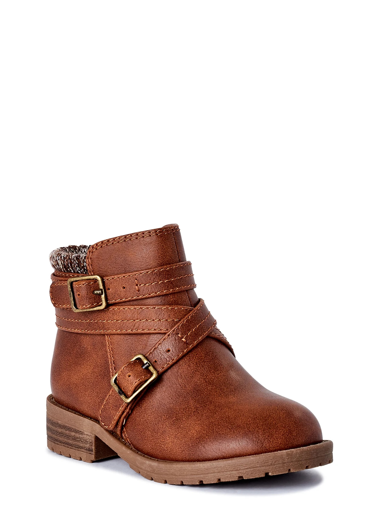 Wonder Nation Toddler Girl Sweater Knit Strappy Fashion Buckle Boot | Walmart (US)