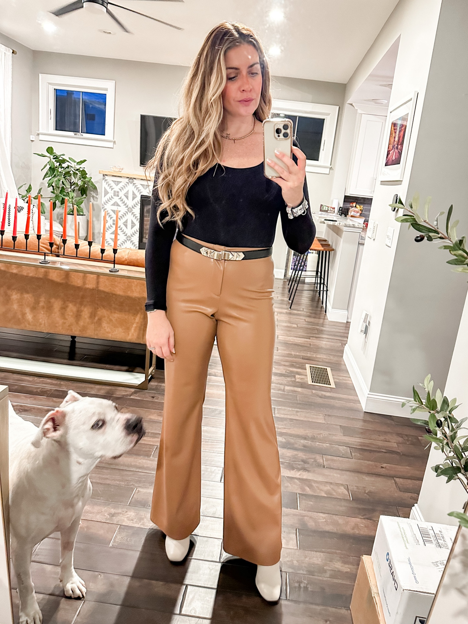 These pants are the Lorinda from a few years back, but Alice + Olivia has so many incredible faux leather pants and they are the highest quality! 