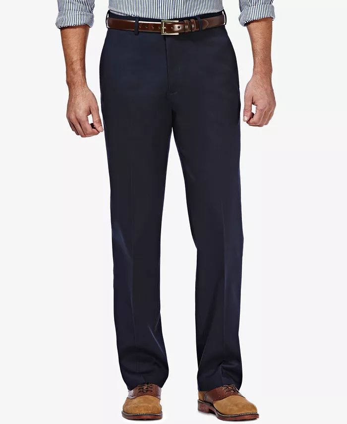 Haggar Men's Premium No Iron Khaki Classic Fit Flat Front Hidden Expandable Waist Pant - Macy's | Macy's