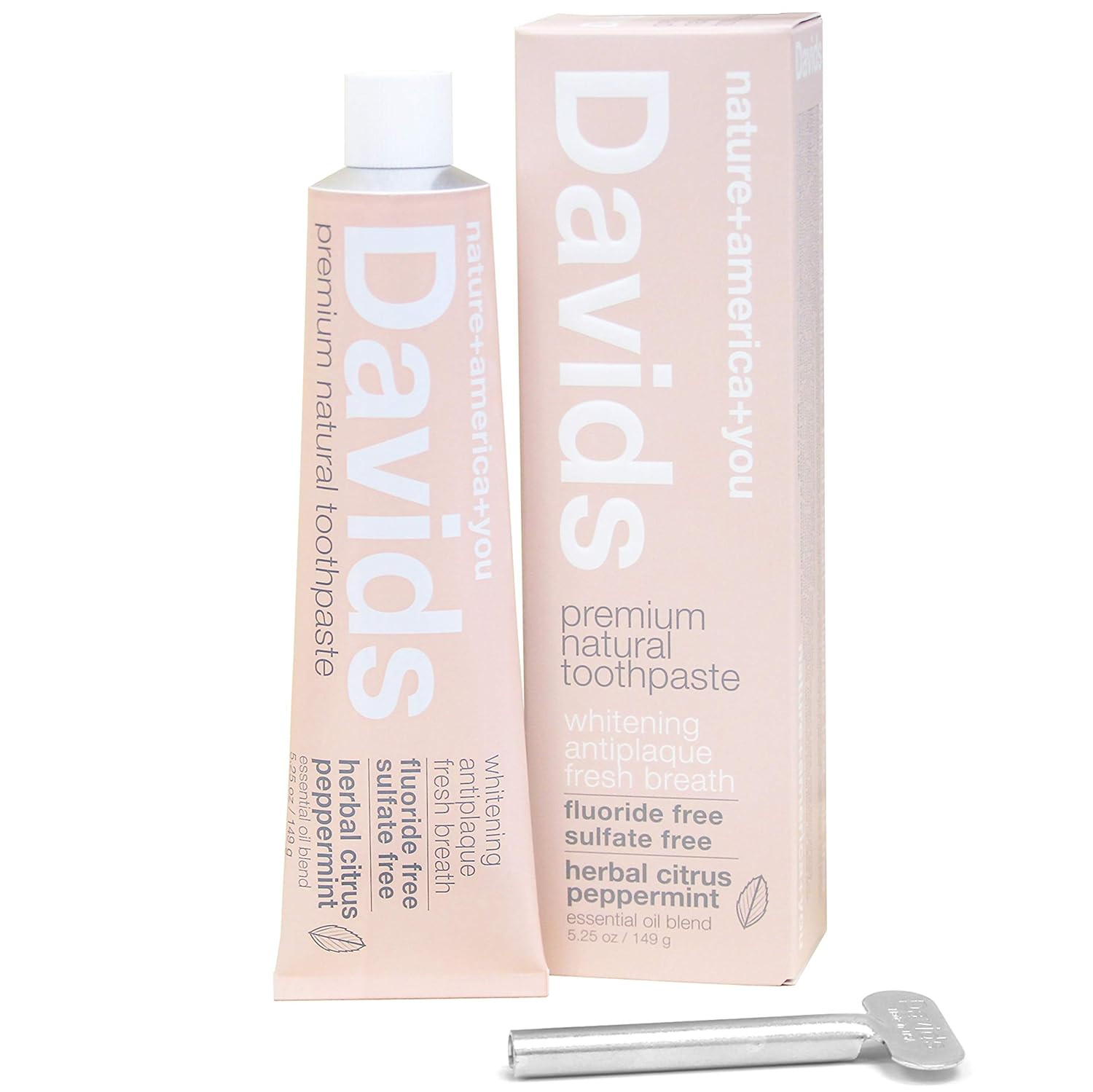 Davids Natural Toothpaste, Herbal Citrus Peppermint, Teeth Whitening, Antiplaque, Fluoride Free, ... | Amazon (US)
