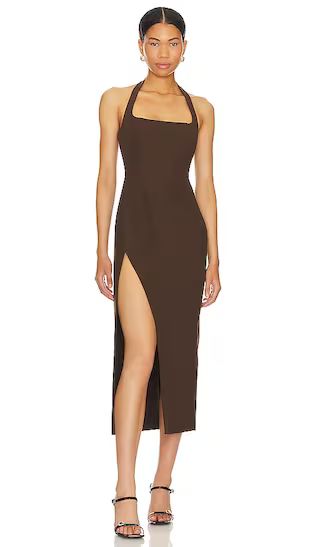 Jade Midi Dress in Dark Brown | Revolve Clothing (Global)