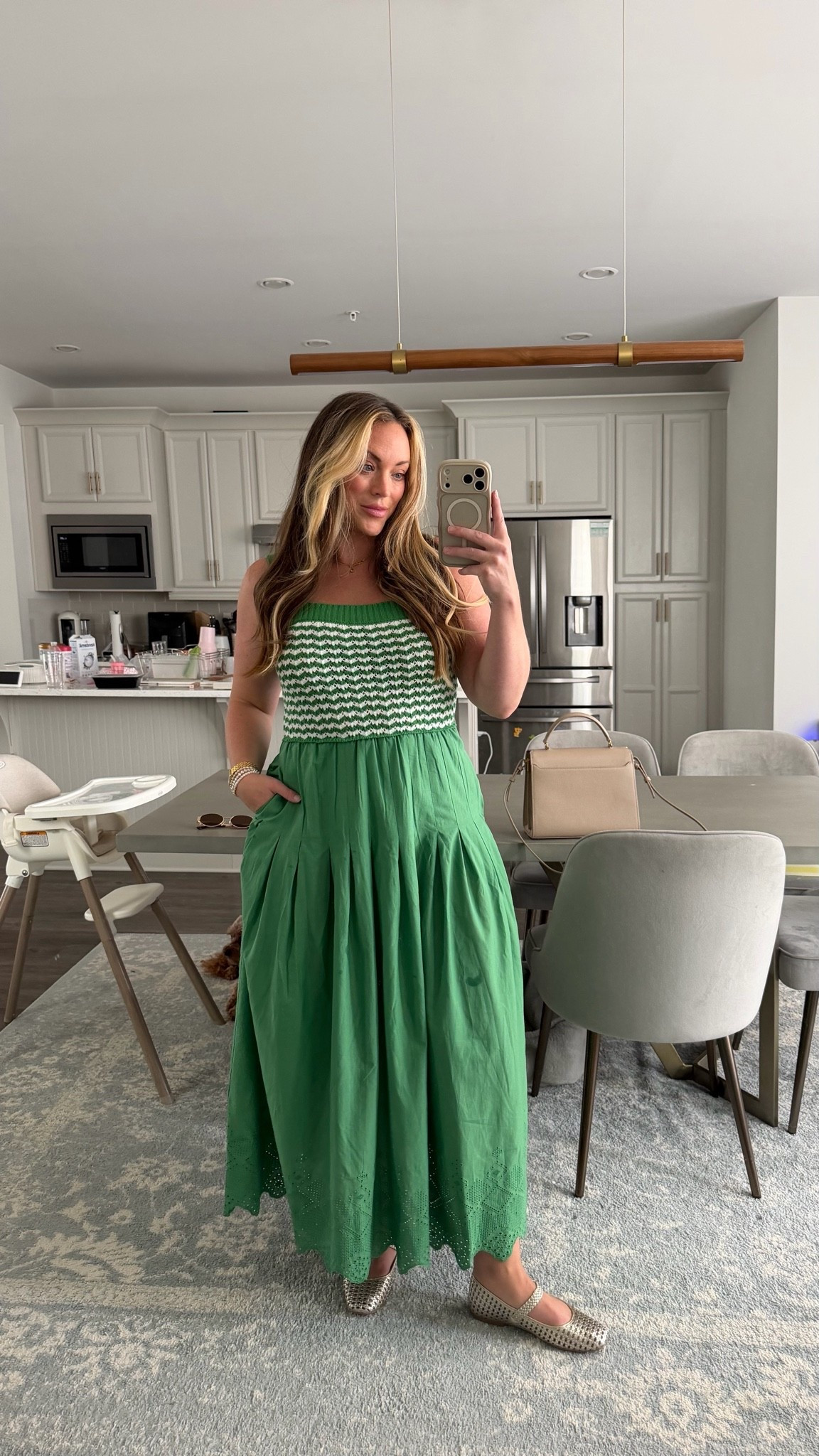 Pretty green dress with drop waist 💚

#LTKmomlife #LTKSeasonal #LTKMidsize
