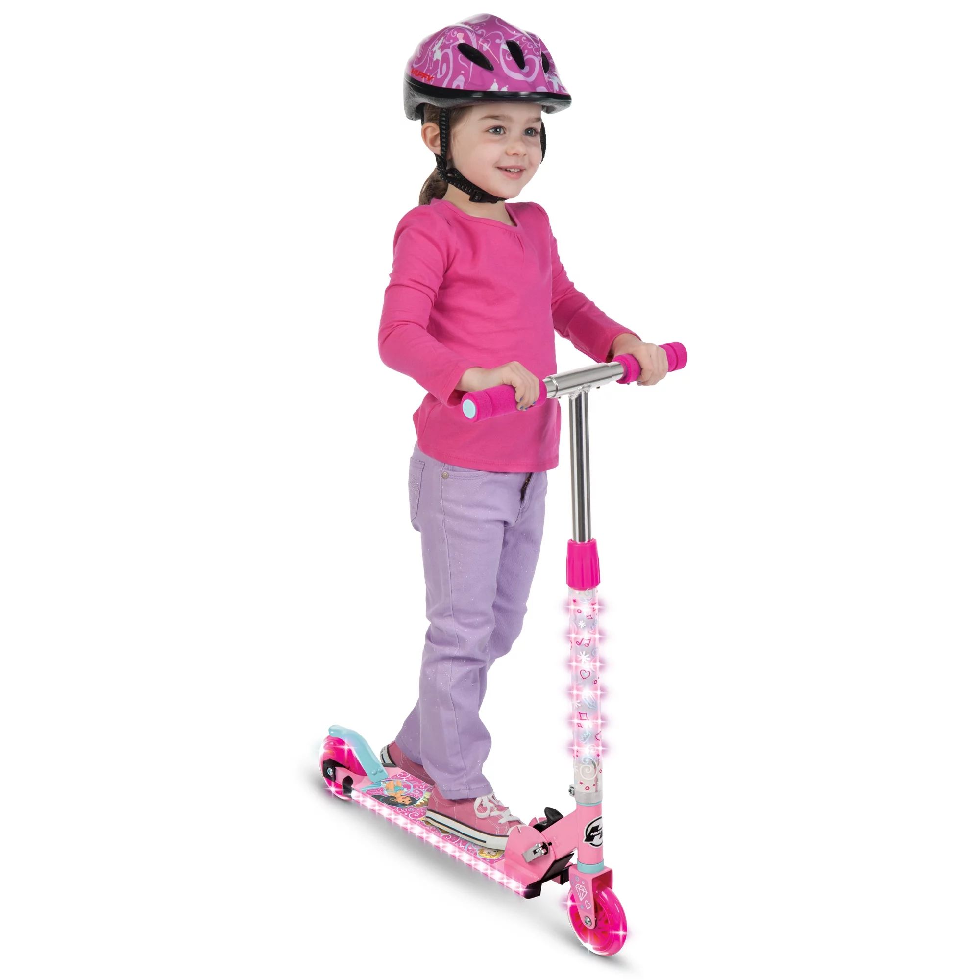 Disney Princess Electro-Light Inline Kick Scooter for Girls, ages 5+ years,  Pink by Huffy | Walmart (US)