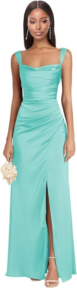 Women's Satin Bridesmaid Dresses Black Tie Wedding Guest Dresses Long Dress Amazon Dresses for Fall | Amazon (US)