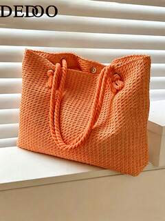 Dedoo Large Capacity Woven Tote Bag, Lightweight Shopping Shoulder Bag, Summer Travel Essential, Women's Holiday Handbag Backpack, Portable | SHEIN