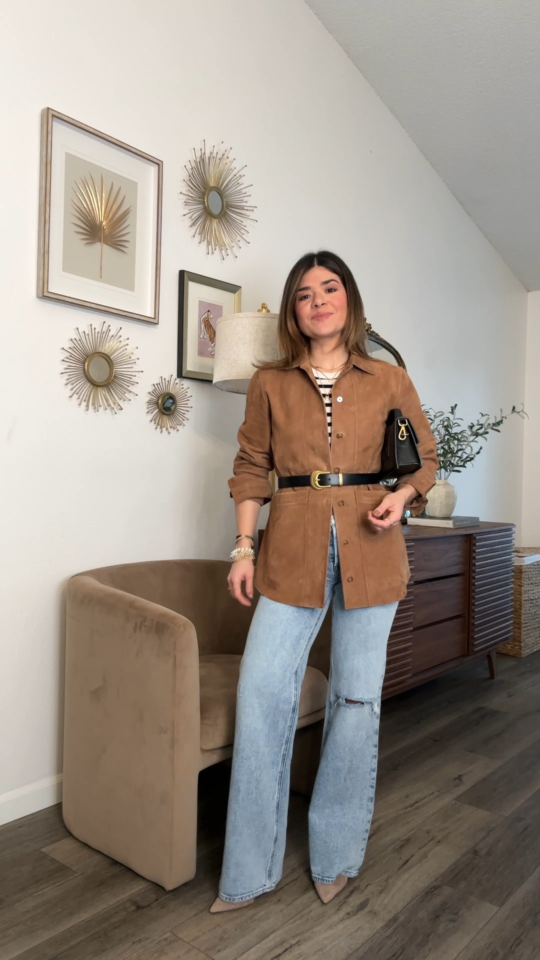 The prettiest suede jacket I currently own. 
Jacket size xs
Jeans size 24. Use code CAROLINA25 for 25% off.  The code also works on sale items. 

#LTKWatchNow #LTKFindsUnder50 #LTKFindsUnder100