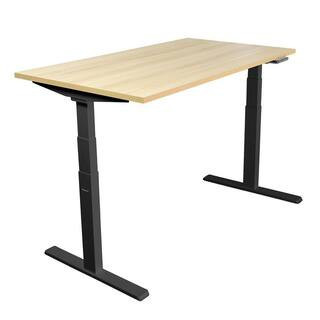 55 in. Rectangular Dual Motor Electric Standing Desk with Maple Tabletop | The Home Depot