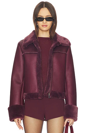 Sasha Faux Leather Jacket in Oxblood | Revolve Clothing (Global)