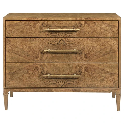 Granada Updated Traditional Brown Burl Wood Bachelor Chest | Kathy Kuo Home