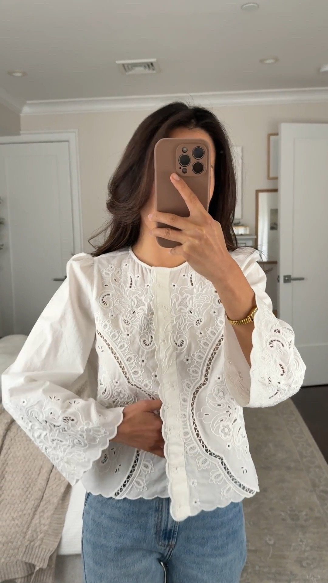 Sizing below! Beautiful petite friendly cotton blouse
• Sezane Alycia blouse sz 2, classic cut and perfect length for petites, I wear with a skin tone tank underneath

• Aritzia Farrah jeans sz 24 short in "7 yrs bleu taboo", slightly loose and relaxed fit at my waist, length is great

• Dolce Vita jelly flats in Mocha size 5, size down if you're a half size

Eyelet top, petite friendly jeans, spring outfit, embroidered blousee

#LTKmomlife #LTKootd #LTKPetite