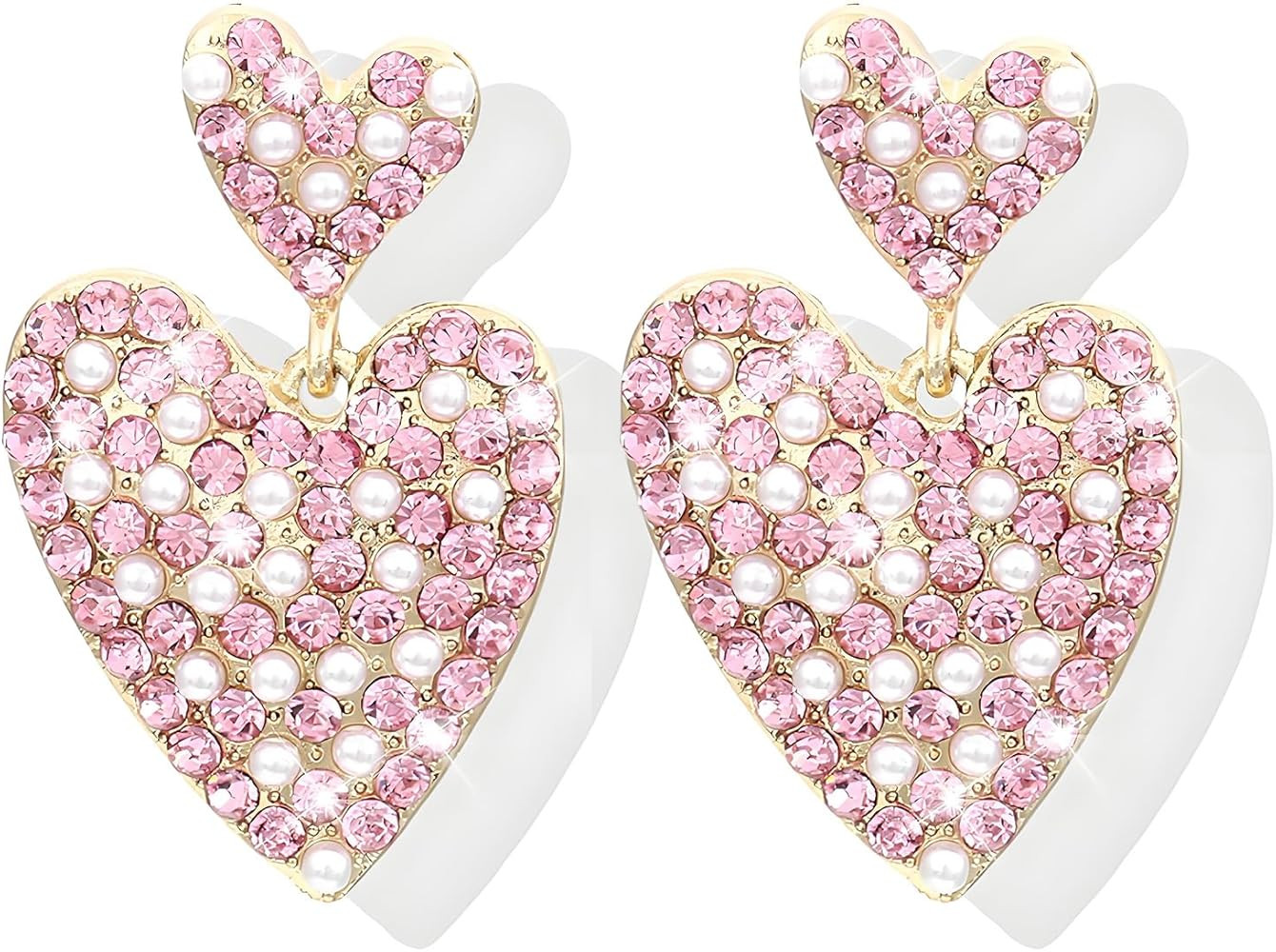 Valentines Earrings for Women Rhinestone Sparkly Heart Earrings Love Heart Dangle Earring Valenti... | Amazon (US)