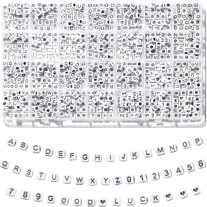 730pcs Square Letter Beads, 28 Styles Friendship Bracelet Kit, 6x6 mm Acrylic Alphabet Beads for ... | Amazon (US)