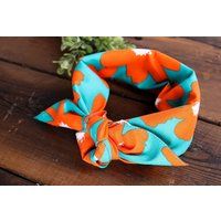 Handmade Cotton Bandana Orange Floral Retro Chic Unique Headband Neck Scarf F | Etsy (US)