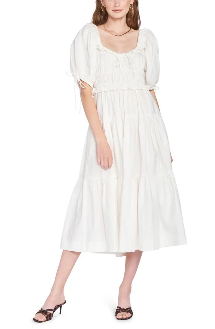 Poplin Tiered Cotton Midi Dress | Nordstrom