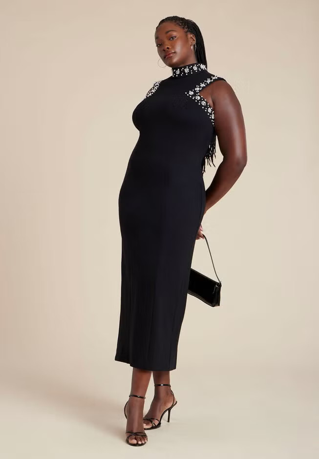 Embellished Sleeveless Knit Dress | Eloquii