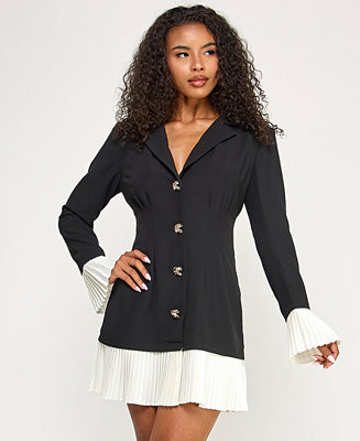 Juniors' Long Sleeve Button Up Jacket Dress | Macy's