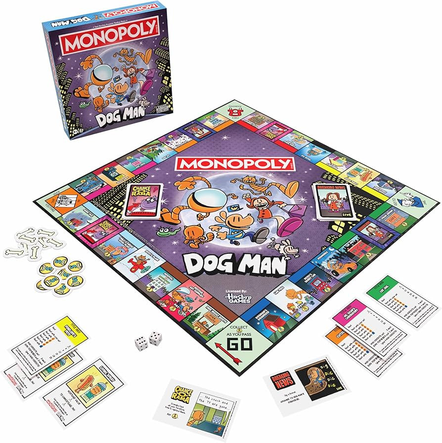 Monopoly: Dog Man Edition Board Game, Buy Sell Trade Locations Like Cat Jail, Petey's Lab, & More... | Amazon (US)