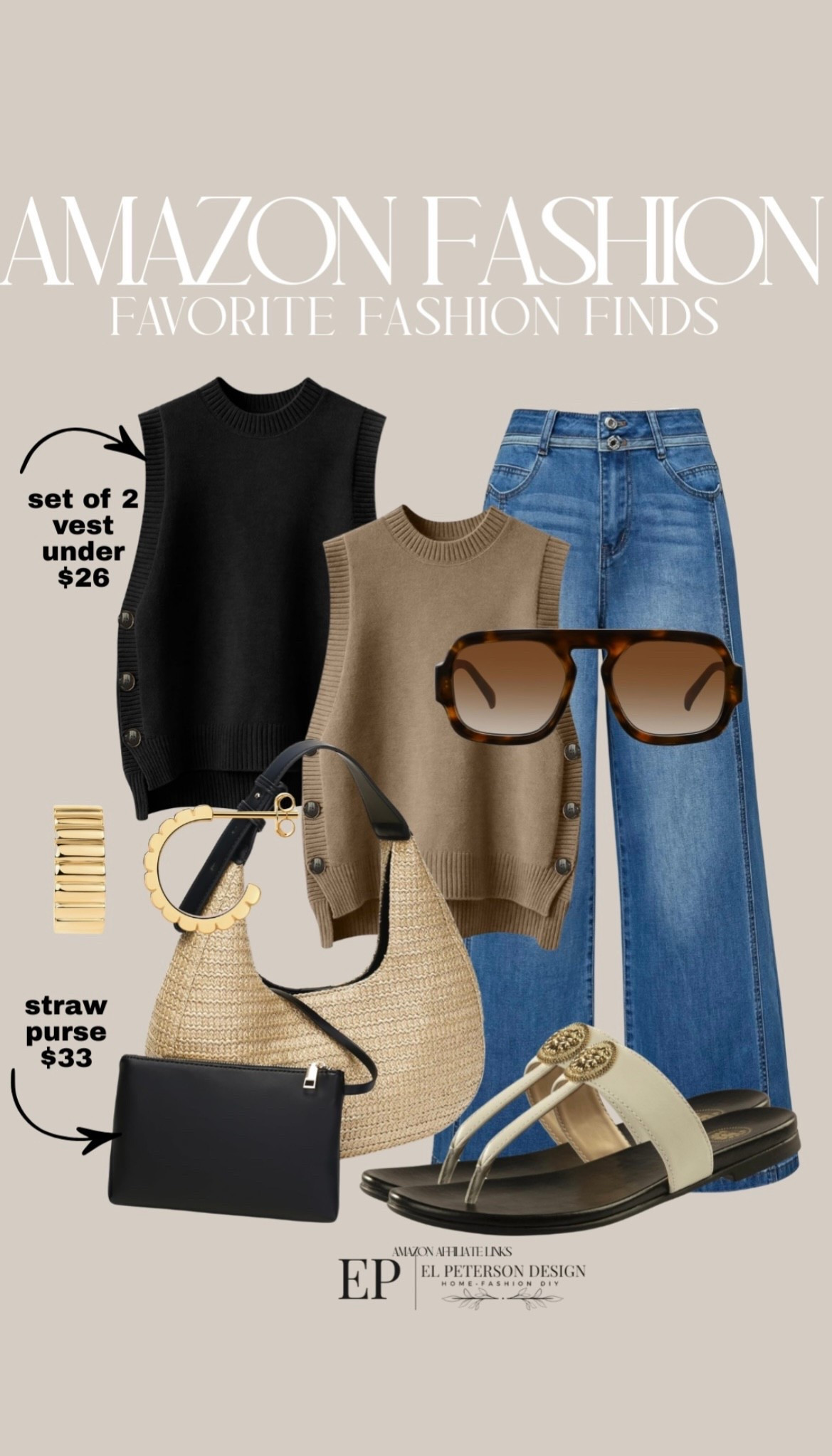 Amazon Fashion
Jeans
Straw purse
Sandals
Earrings
Straw purse
Sunglasses