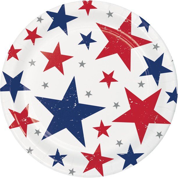 Red, White & Blue Stars Disposable Dessert Plates, 7", 10 Ct. Way to Celebrate | Walmart (US)