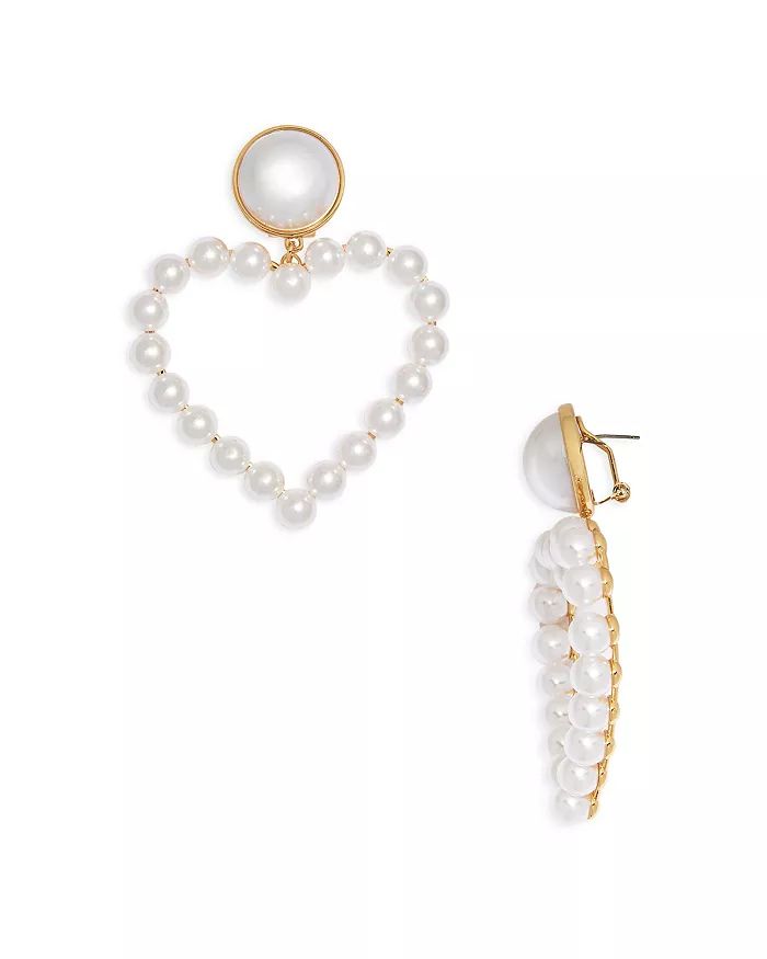 Imitation Pearl Open Heart Statement Earrings in 14K Gold Plated | Bloomingdale's (US)